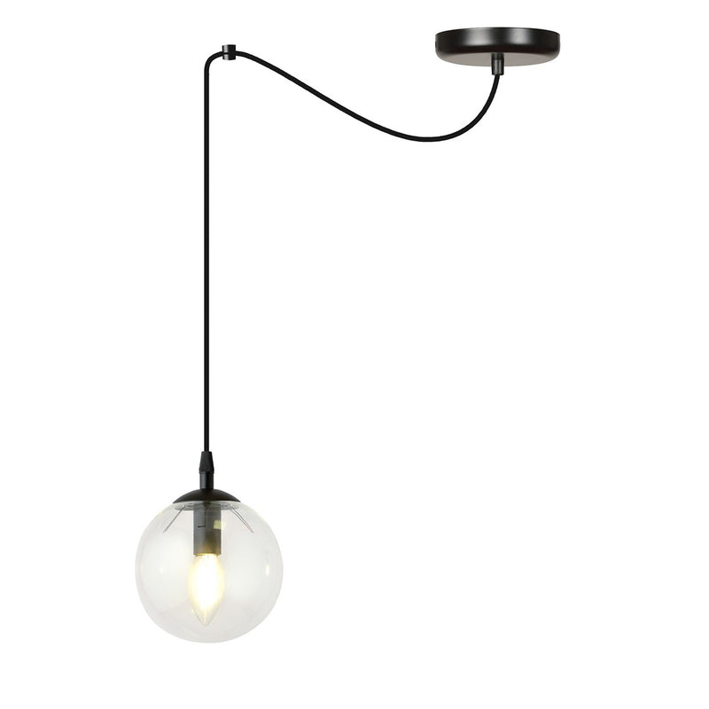 Gigi 1-light black pendant, clear glass