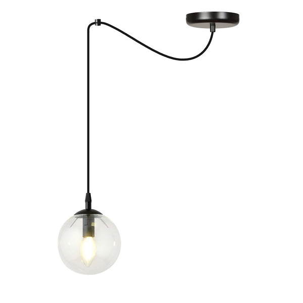 Gigi 1-light black pendant, clear glass