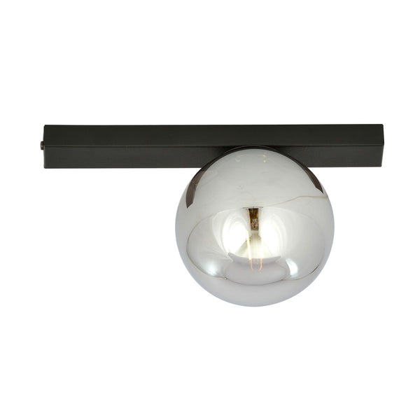 Fit 1-light flush mount, black, graphite glass