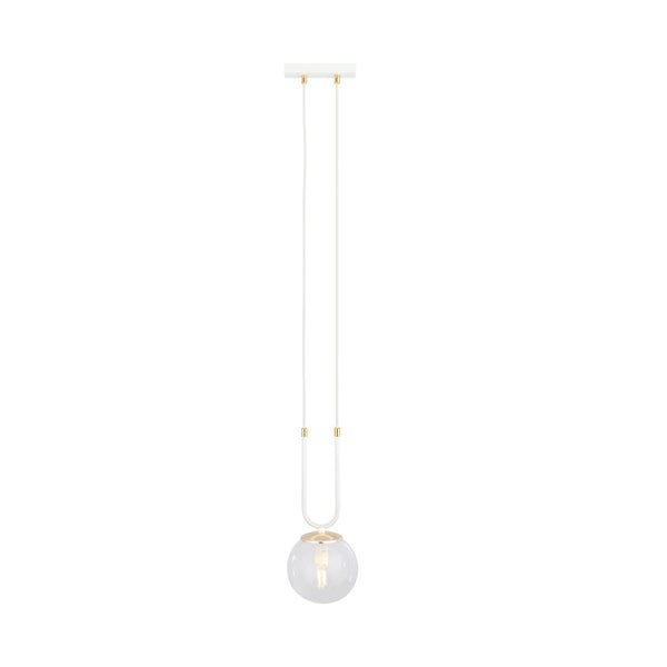 Glam 1-light pendant, white, clear glass