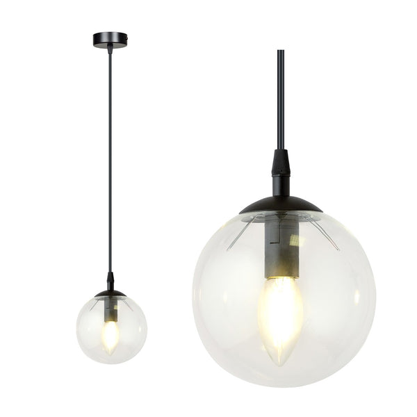 Black Cosmo pendant light, clear glass