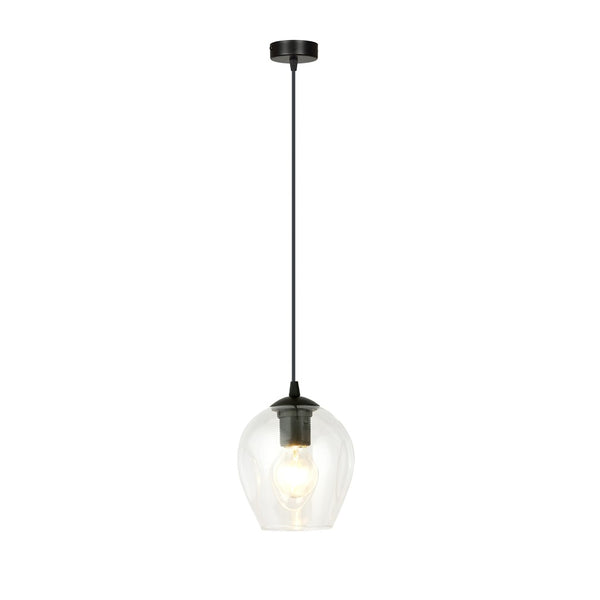 Istar 1-light pendant, black, transparent glass