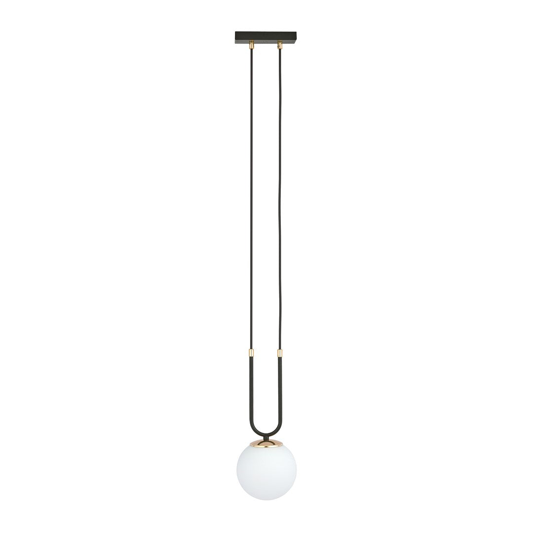Glam 1-light pendant, black, opal glass