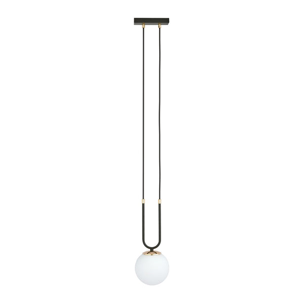 Glam 1-light pendant, black, opal glass