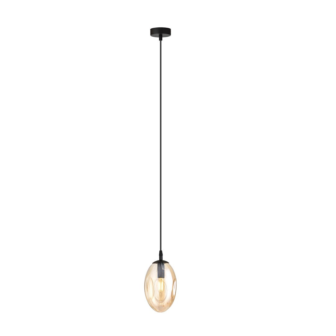 Astral 1-light black pendant, amber glass