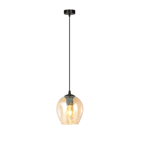 Istar black pendant light, amber glass