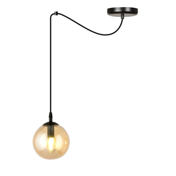 Gigi 1-light black pendant, amber glass