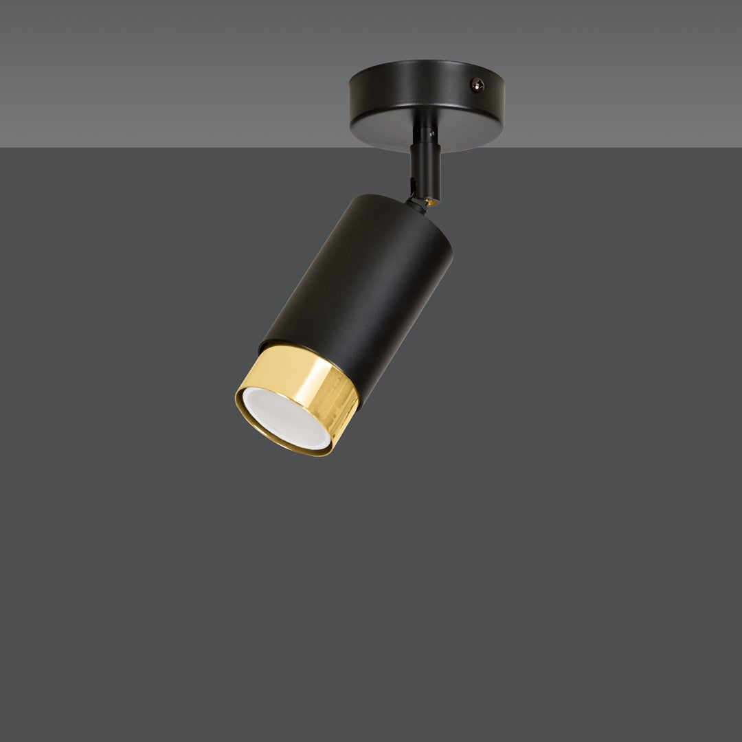 Hiro 1-light ceiling light, black and gold