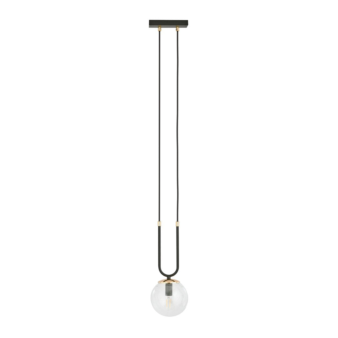 Glam 1-light black pendant, clear glass