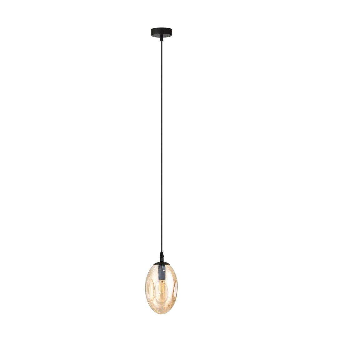 Astral 1-light black pendant, amber glass