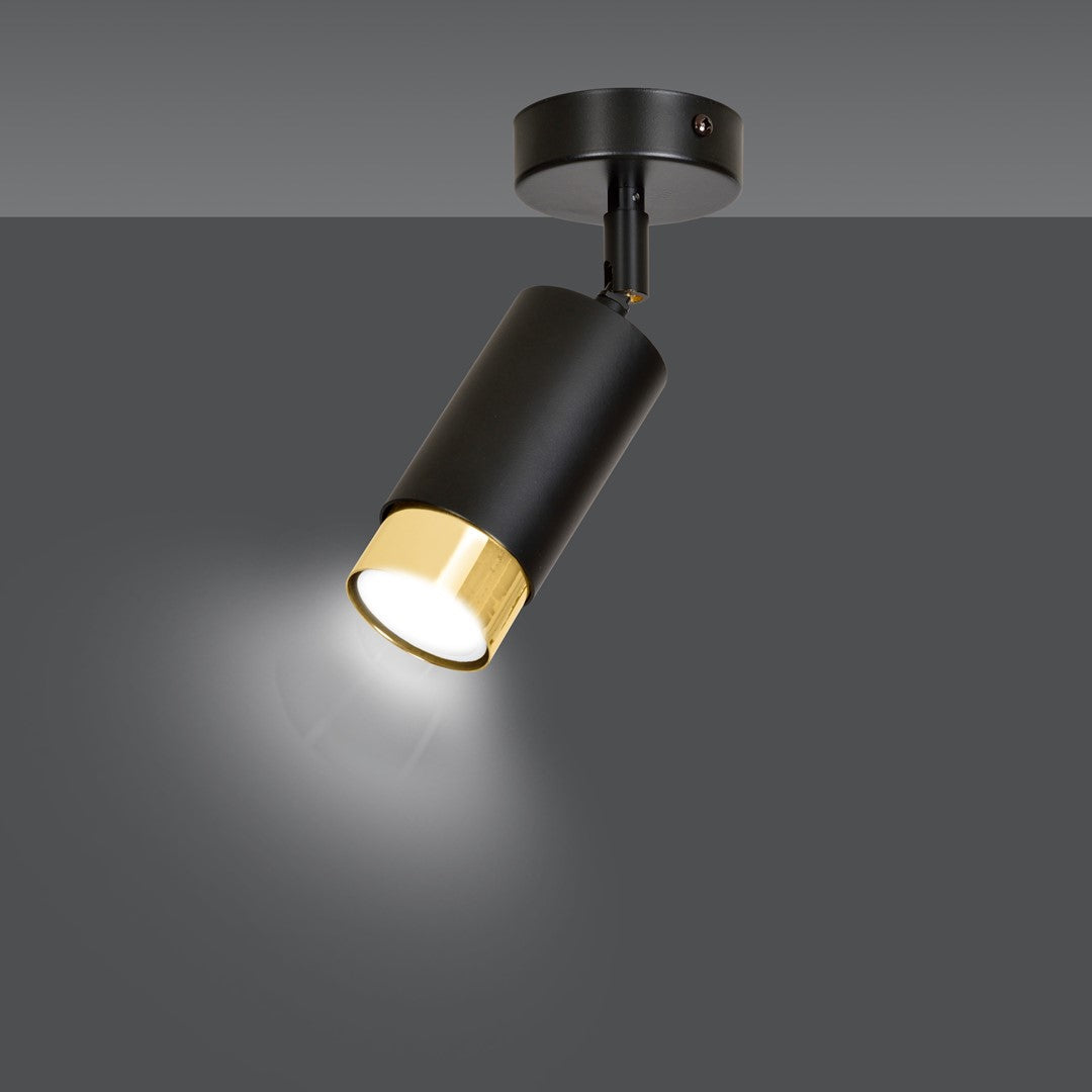Hiro 1-light ceiling light, black and gold