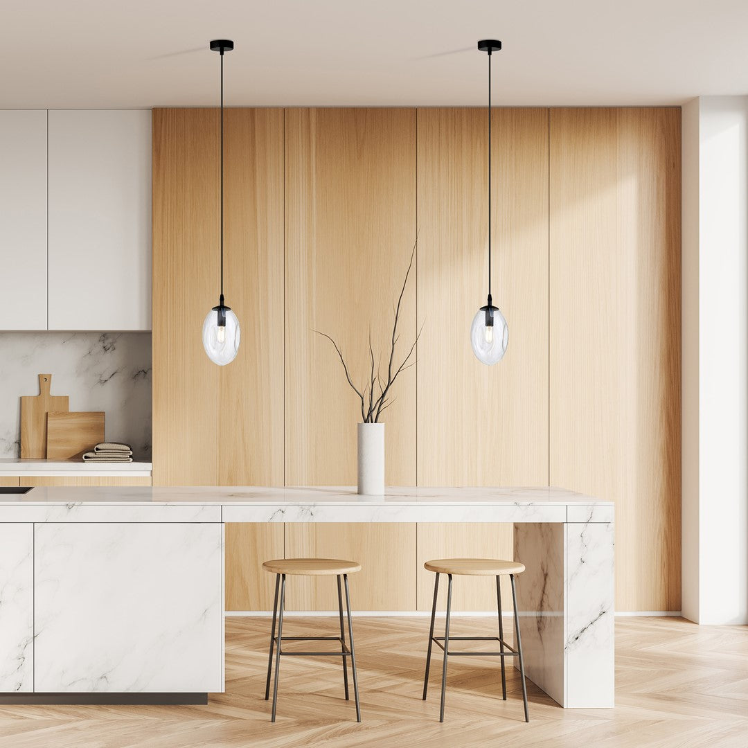 Astral 1-light black pendant, clear glass