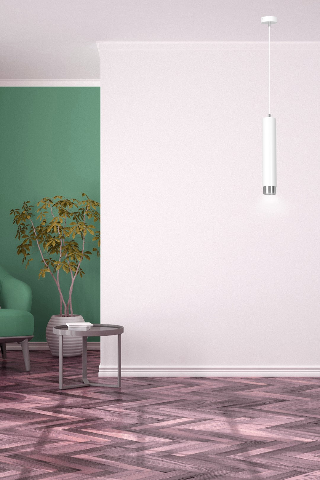 Kibo 1-light white and chrome pendant light