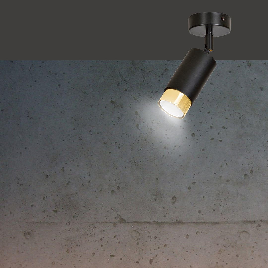 Hiro 1-light ceiling light, black and gold