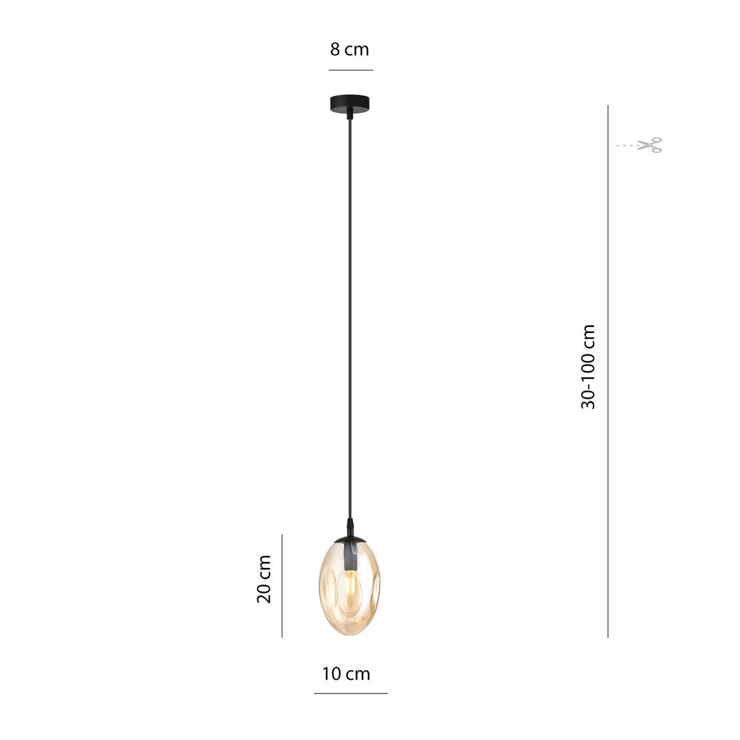 Astral 1-light black pendant, amber glass