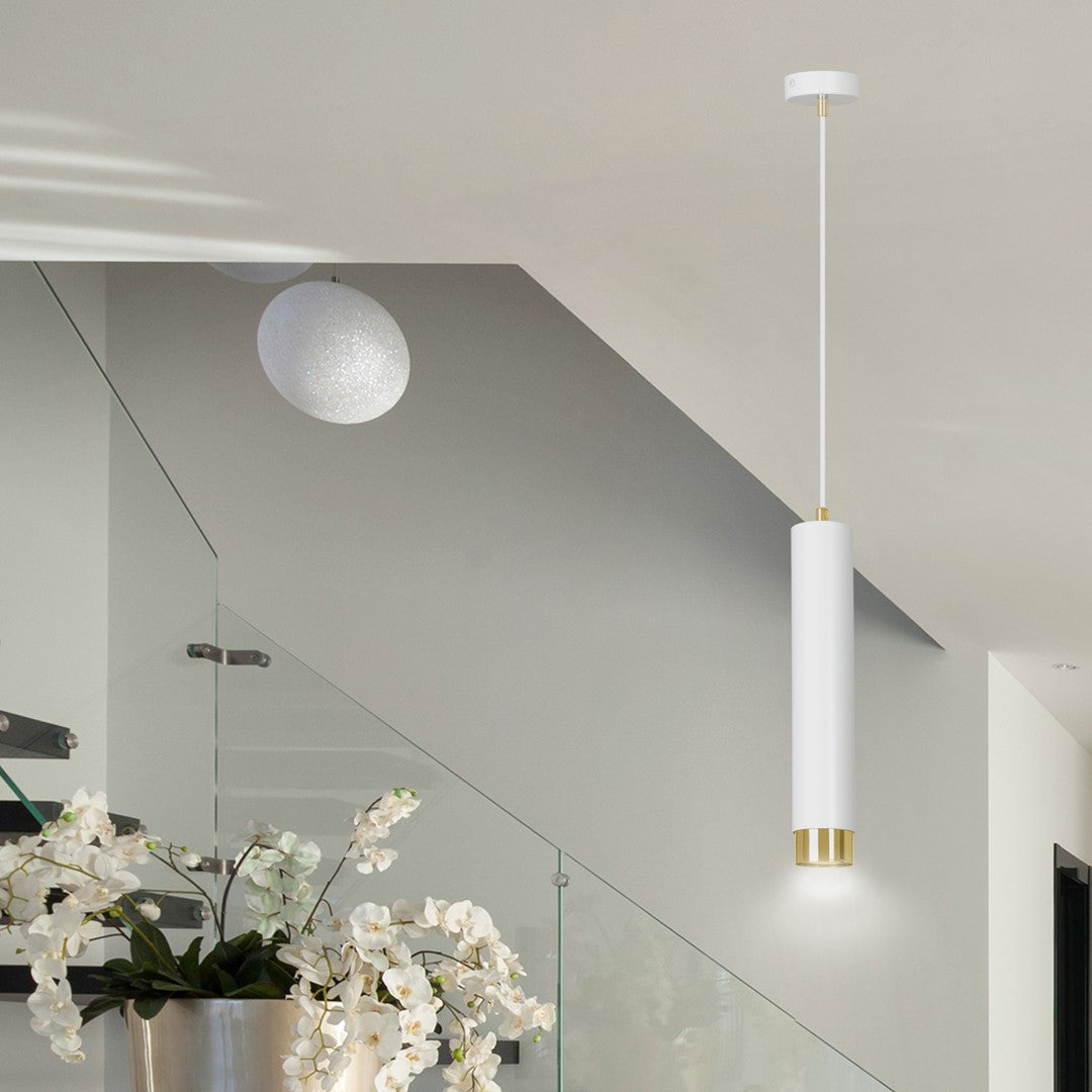Kibo white and gold pendant light