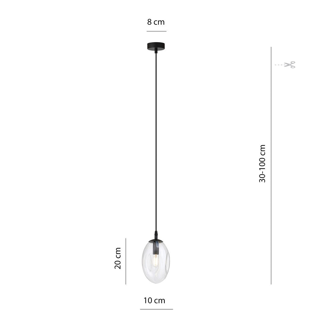 Astral 1-light black pendant, clear glass