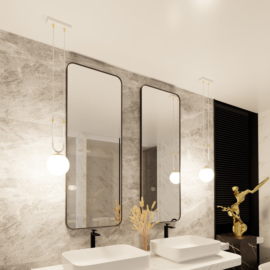 Glam 1-light pendant, white, opal glass