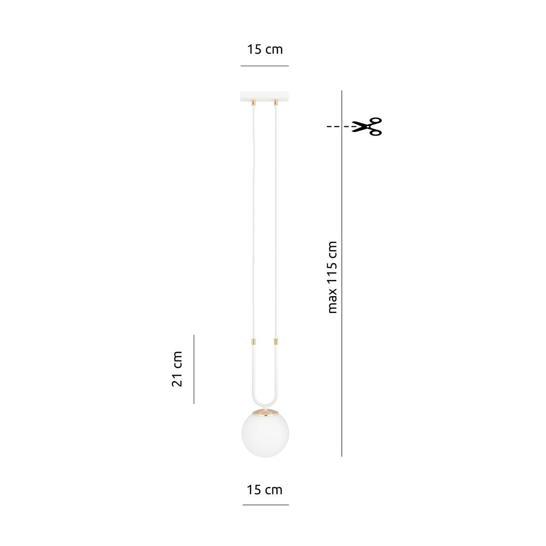 Glam 1-light pendant, white, opal glass