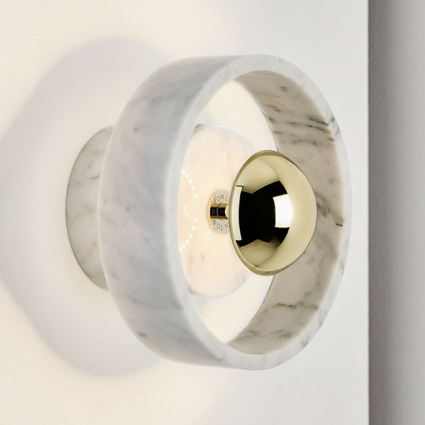 Applique murale LED Stone Wall en verre, or et blanc, Ø 18 cm, IP44