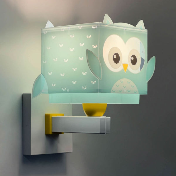 Applique murale Little Owl, bleu et blanc, hauteur 21 cm