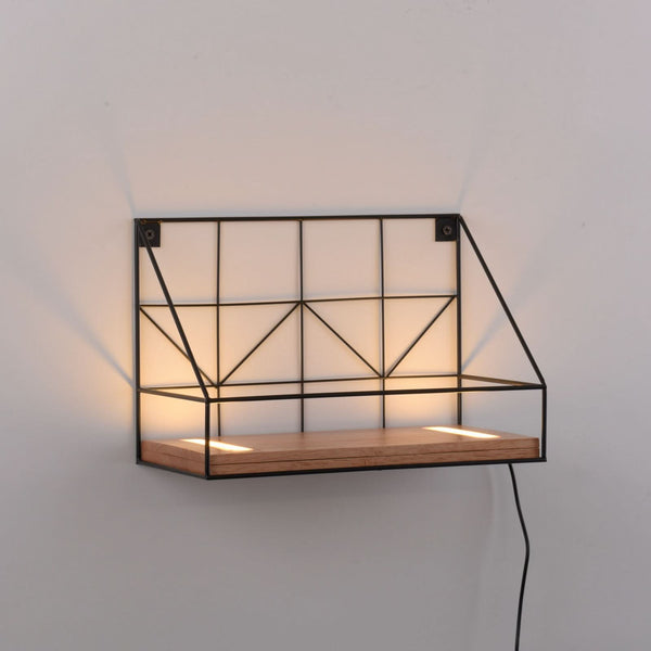 Applique murale LED Board en bois, marron et noir, hauteur 20 cm, 3000 K, 1,2 W, largeur 30 cm