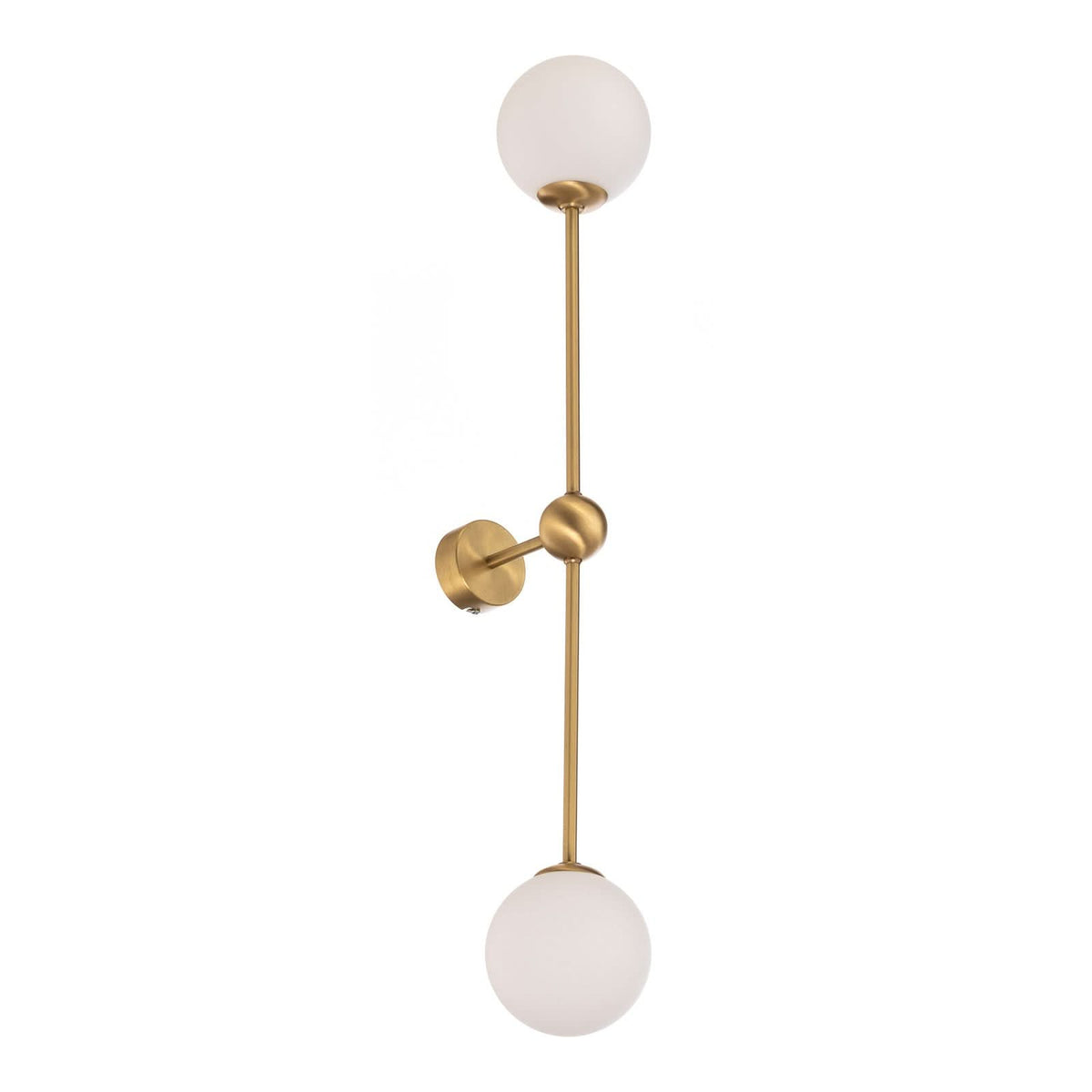 Applique murale Alison en verre, laiton et blanc, 2 lumières, hauteur 89 cm
