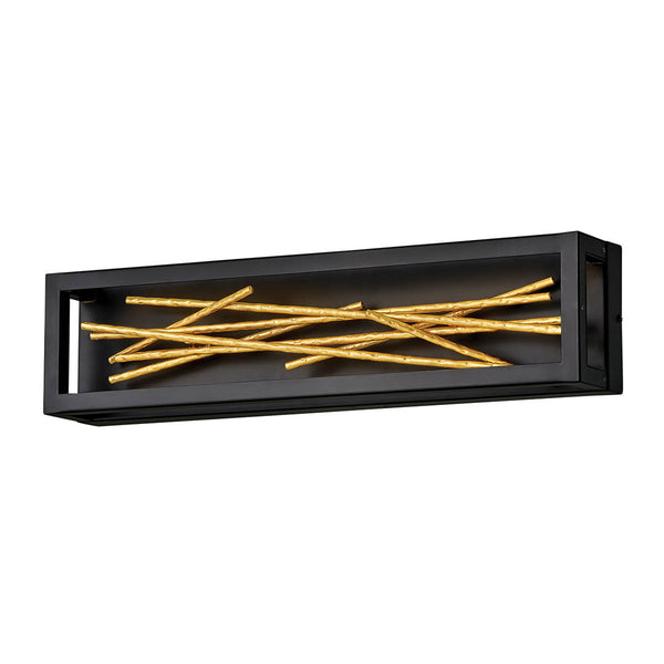Applique murale LED Styx en acier, noir et laiton, hauteur 61 cm