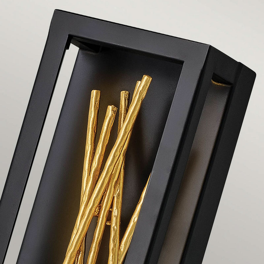 Applique murale LED Styx en acier, noir et laiton, hauteur 61 cm