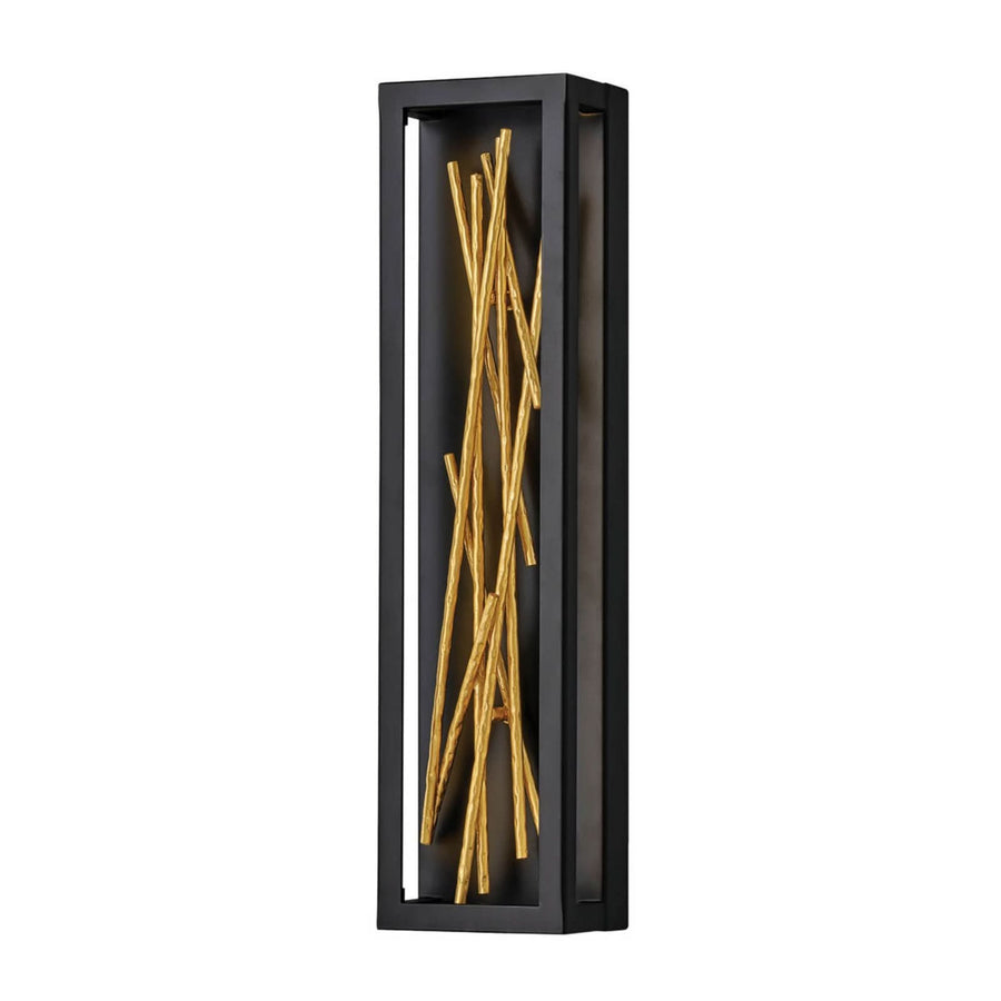 Applique murale LED Styx en acier, noir et laiton, hauteur 61 cm