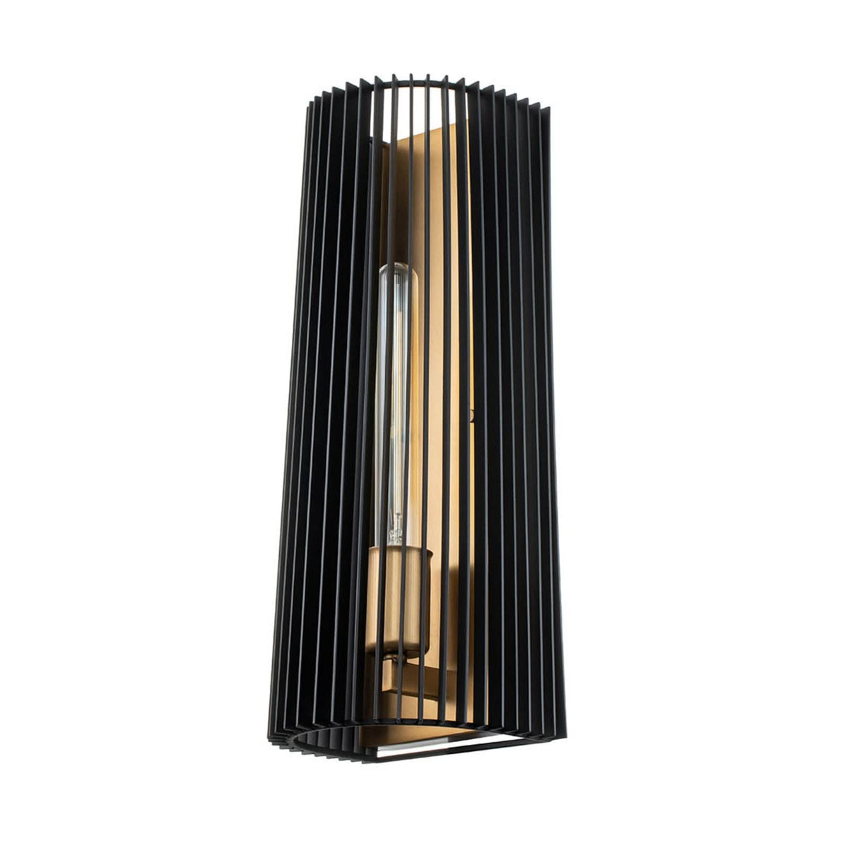 Applique murale Linara en acier, noir et laiton, hauteur 43,2 cm