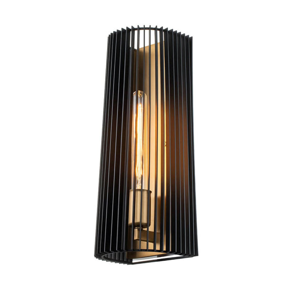 Applique murale Linara en acier, noir et laiton, hauteur 43,2 cm