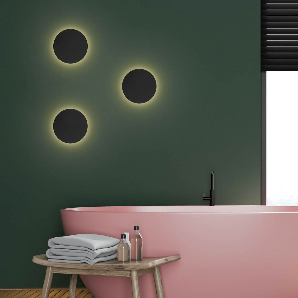 Applique murale Lunia New en métal, noir, 2 lumières, Ø 20 cm