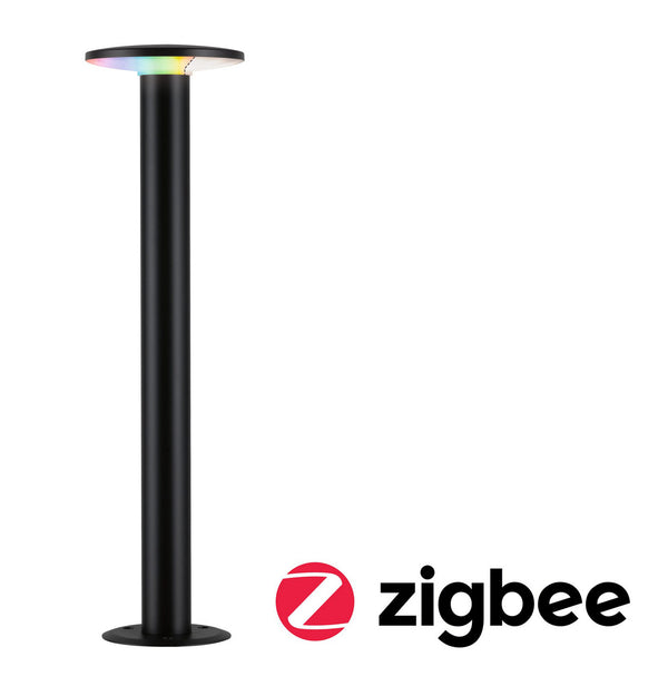 Borne lumineuse d'extérieur LED Plate ZigBee Rgbw en métal, anthracite, Ø 15,9 cm, IP44