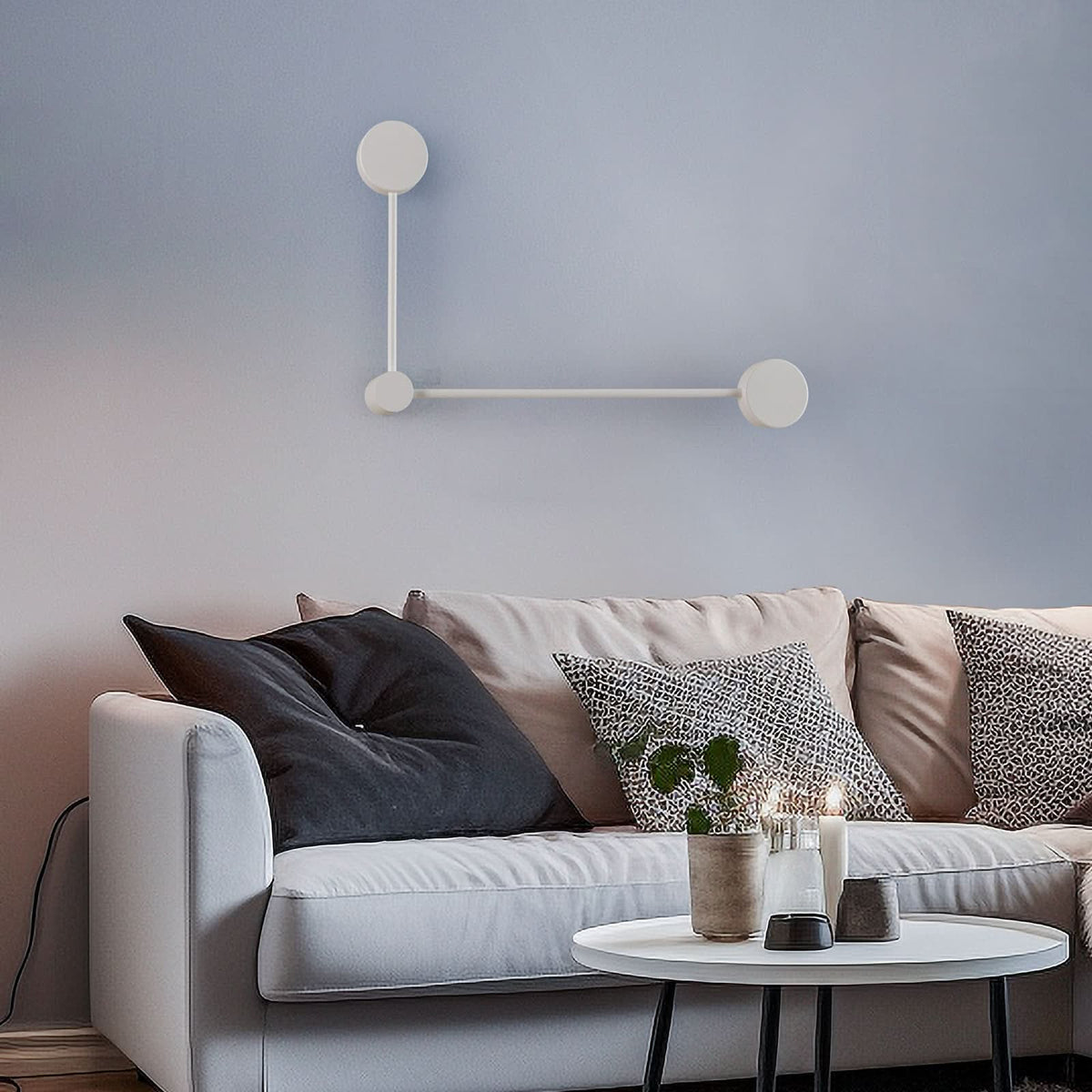Applique murale Orbit II 20/40 en acier, blanc, 2 lumières, hauteur 32,5 cm
