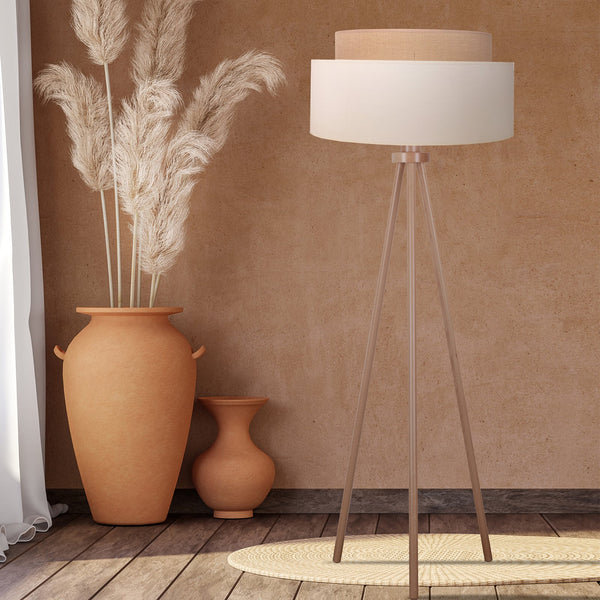 Lampadaire Boho en bois, beige et marron, hauteur 140 cm