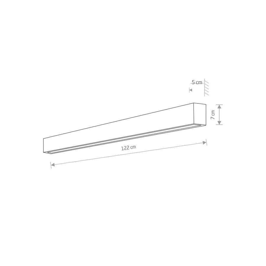 Applique murale Straight L en acier, blanc, hauteur 7 cm