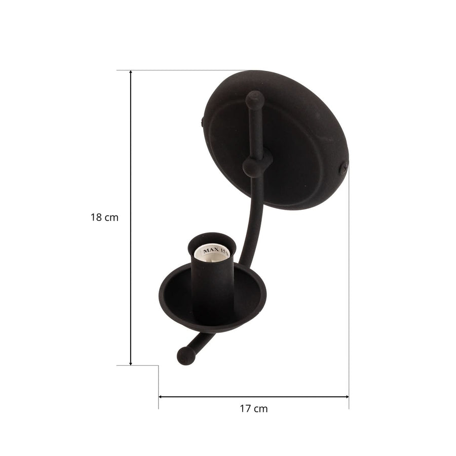Applique murale Kandela en acier, noir, hauteur 18 cm