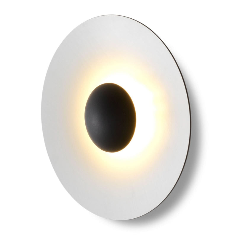 Applique murale LED Ginger 32C en bois, marron et blanc, Ø 32 cm