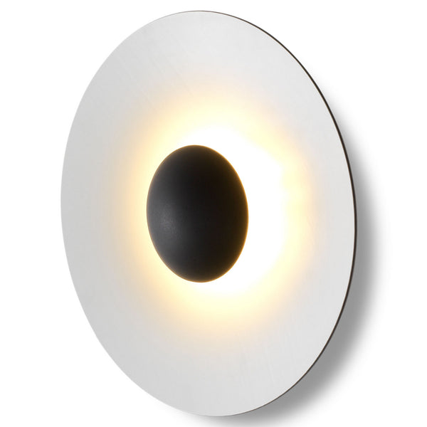 Applique murale LED Ginger 42C en bois, chêne et blanc, Ø 42 cm