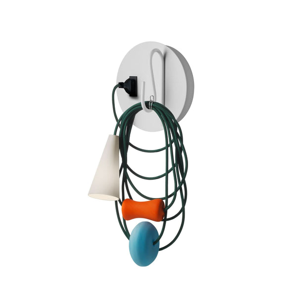 Applique murale Filo en verre, blanc et vert foncé, hauteur 52 cm