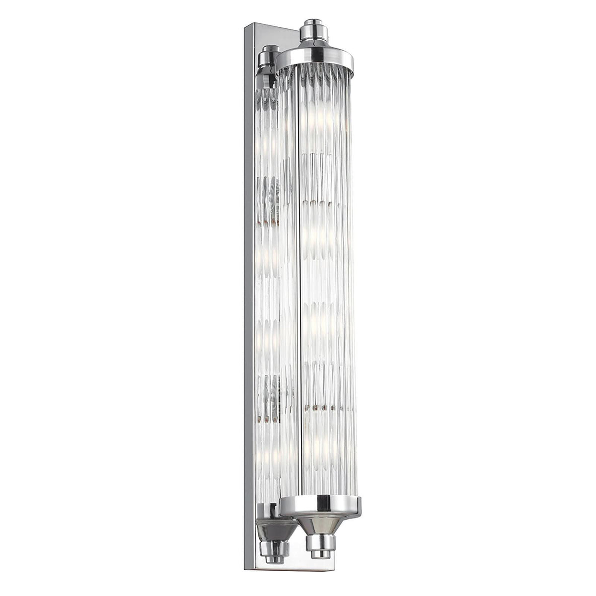 Applique murale Paulson IP44 1 en verre, chromé brillant, 4 lumières, hauteur 73,7 cm, IP44
