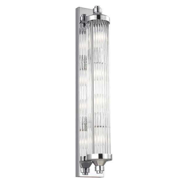 Applique murale Paulson IP44 1 en verre, chromé brillant, 4 lumières, hauteur 73,7 cm, IP44