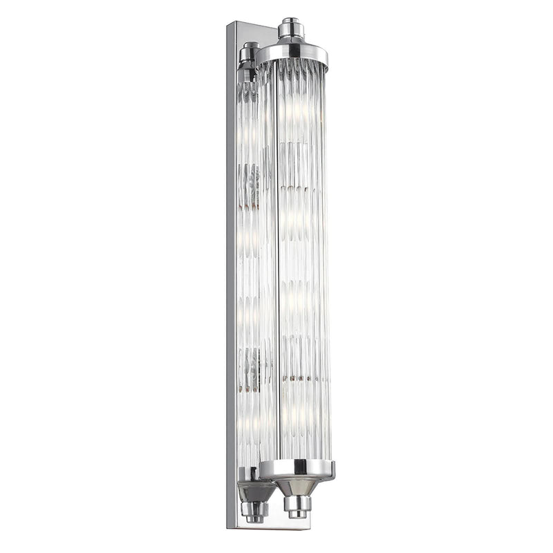 Applique murale Paulson IP44 1 en verre, chromé brillant, 4 lumières, hauteur 73,7 cm, IP44