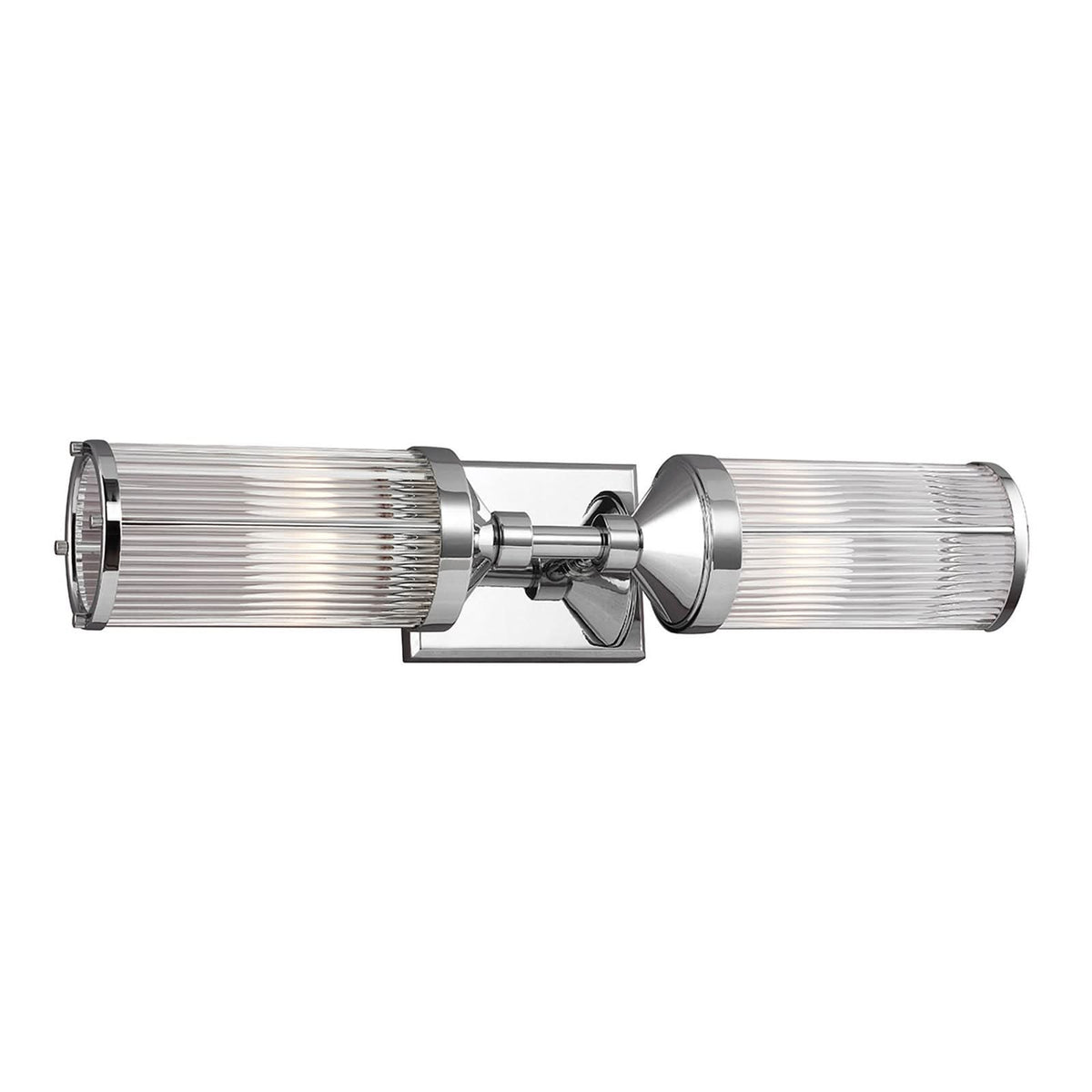 Applique murale Paulson IP44 2 en verre, chromé brillant, 2 lumières, hauteur 12,1 cm, IP44