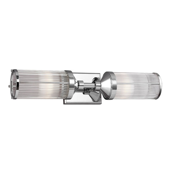 Applique murale Paulson IP44 2 en verre, chromé brillant, 2 lumières, hauteur 12,1 cm, IP44