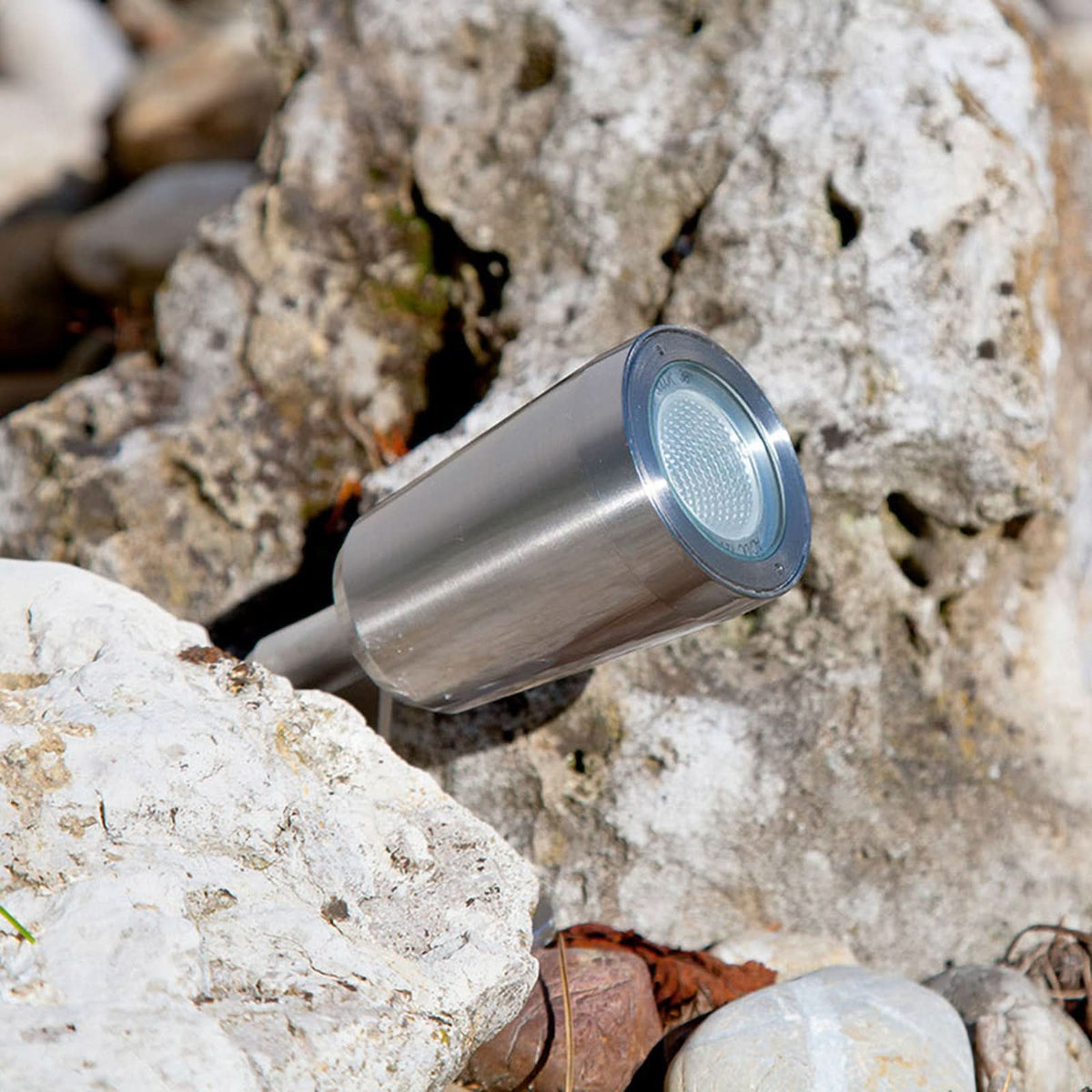Spot à piquer d'extérieur L651023 en verre, acier inoxydable, IP65