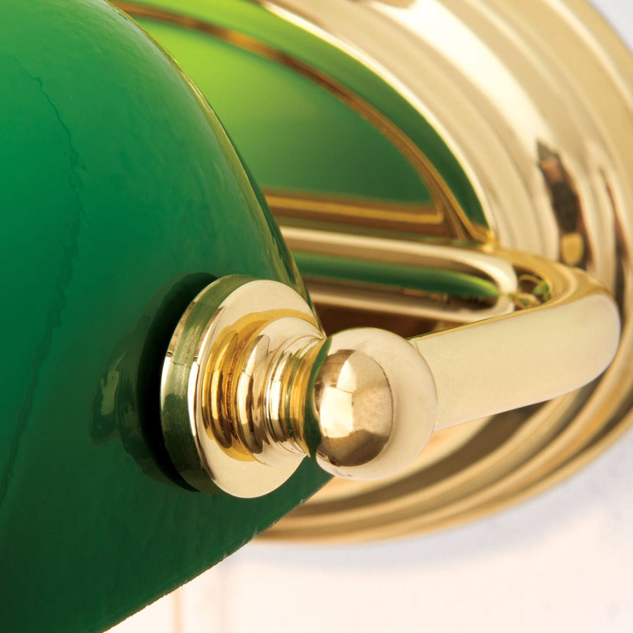 Applique murale Harvard en laiton, vert, hauteur 9 cm