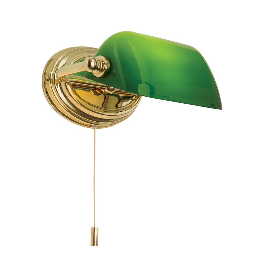 Applique murale Harvard en laiton, vert, hauteur 9 cm