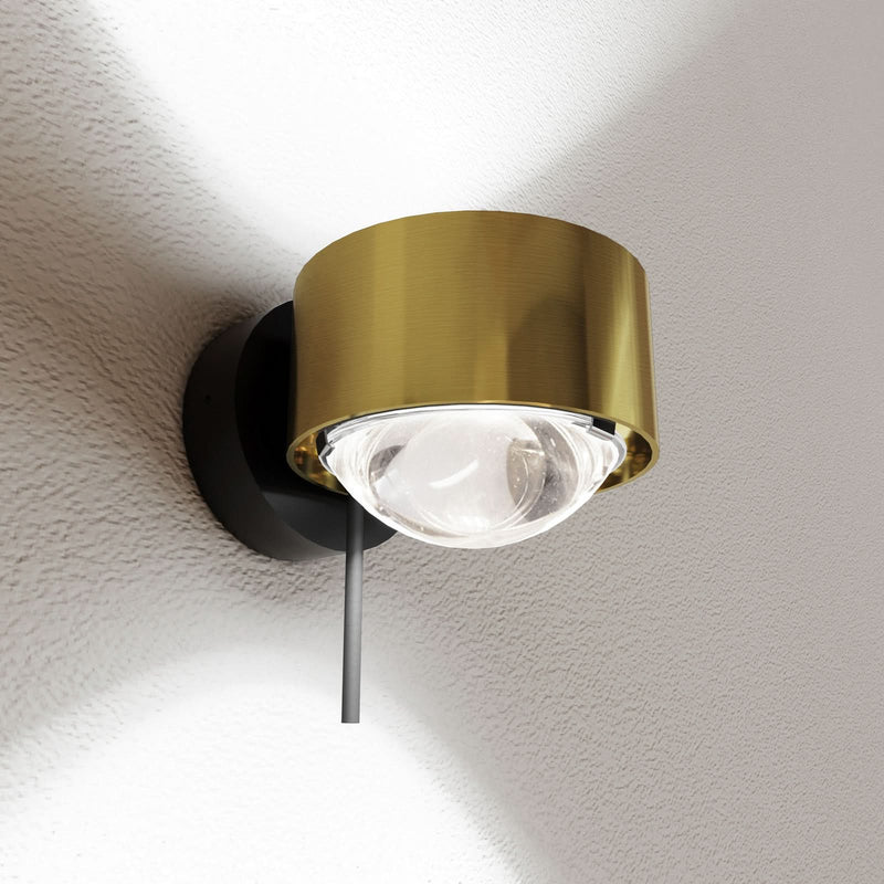 Applique murale LED Puk! 80 Wall en verre, laiton brossé et noir, hauteur 6,5 cm